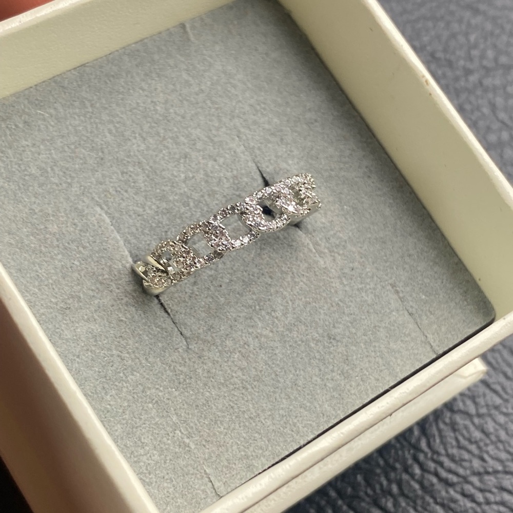 Pave CZ Cuban Link Ring - Picture 12 of 14